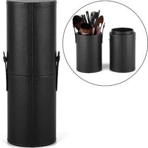 Makeup Brush Holder Professional Makeup Storage Holder Leather Travel Case